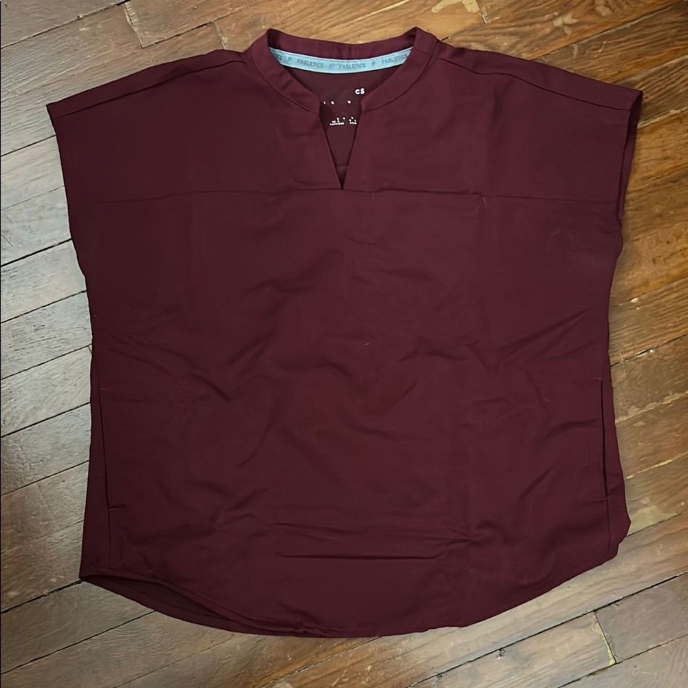 Burgundy Short Sleeve Scrub Top